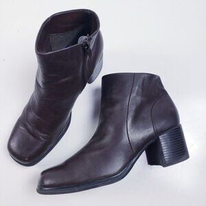 Vintage Women's Size 8.5 Vintage 90's Y2K Leather‎ Chunky Heel Brown Square Toe